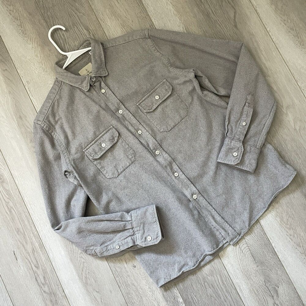 La Paz Shirt button down long sleeve mens Gray (medium) office classic business